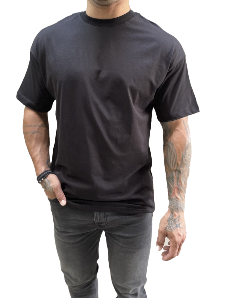 Ανδρική μαύρη κοντομάνικη μπλούζα Oversized TST0426 φωτογραφία